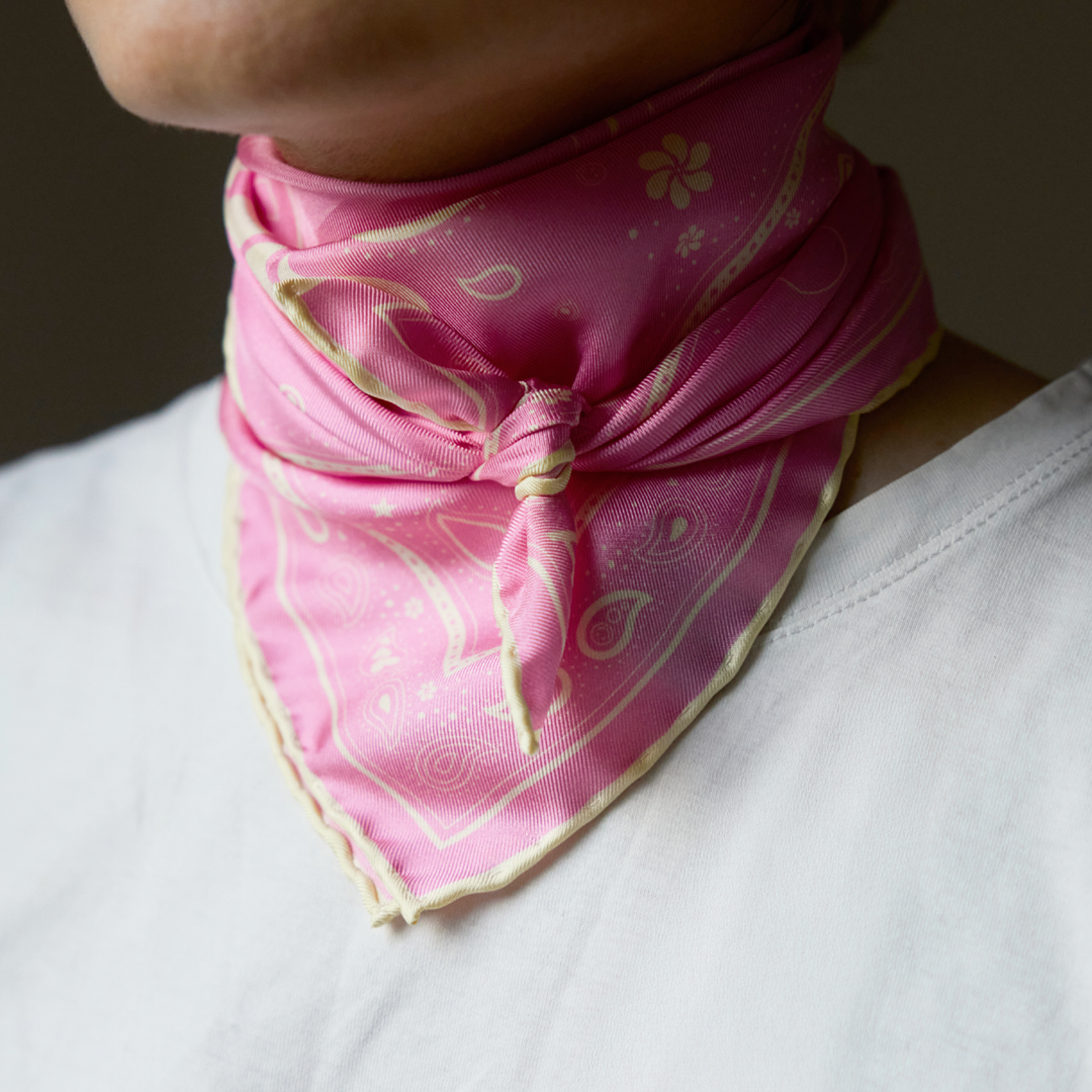 Seidentuch Paisley N°05 Little Pink & Gelb