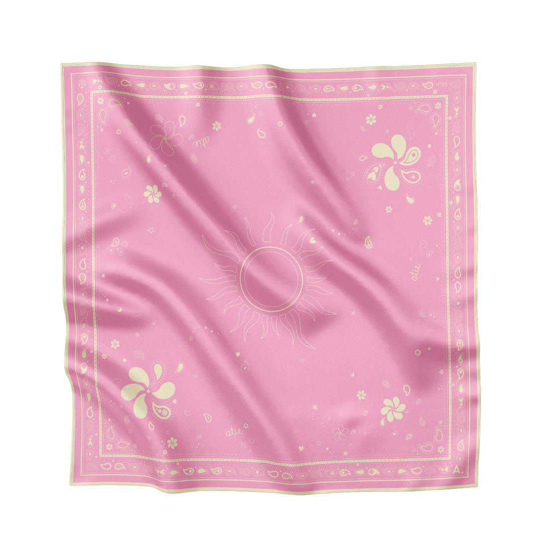 Seidentuch Paisley N°05 Little Pink & Gelb