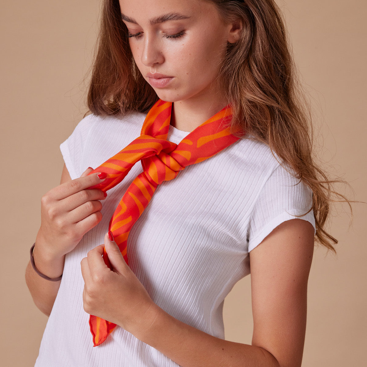 Seidentuch Zebra N°01 Midi Rot/Orange