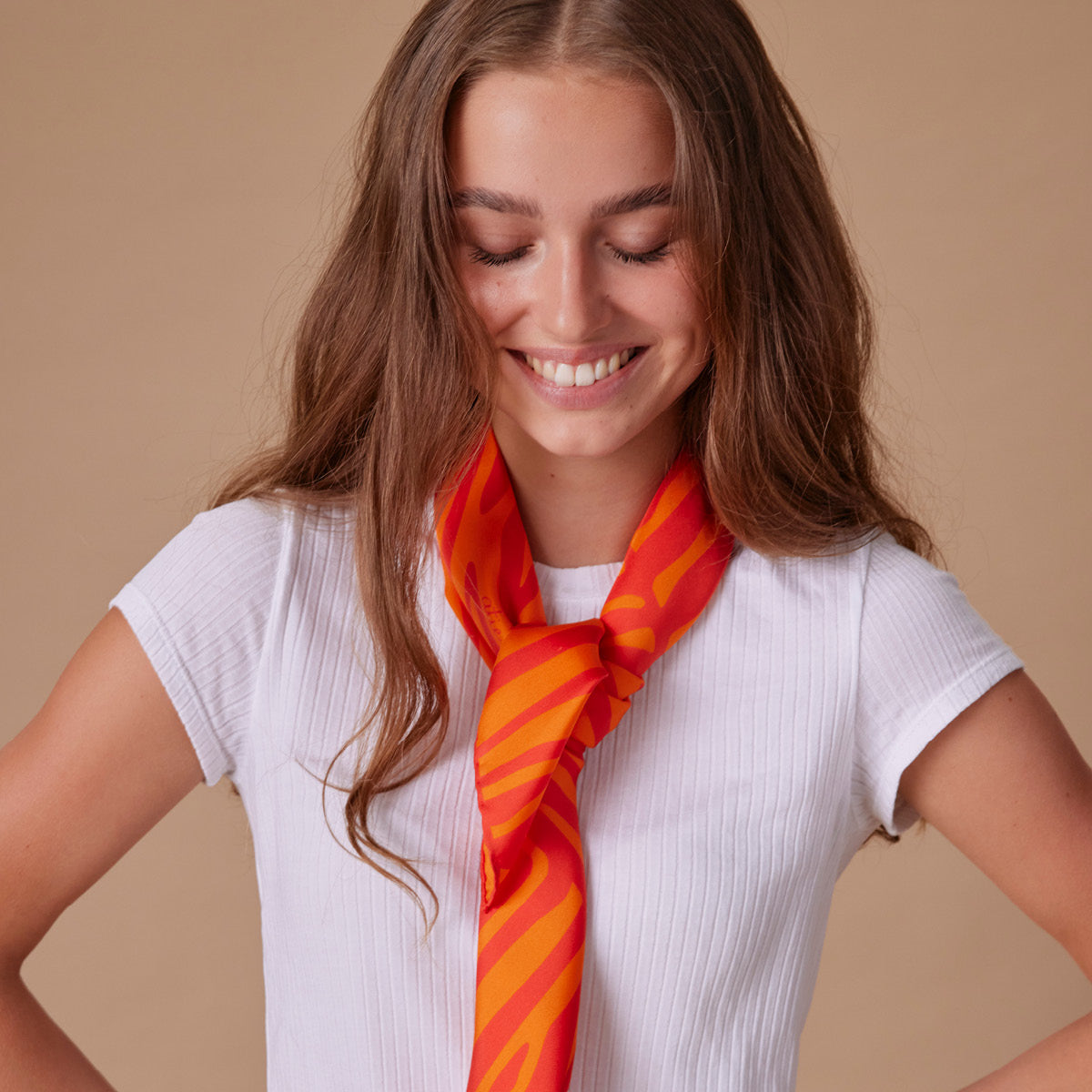 Seidentuch Zebra N°01 Midi Rot/Orange