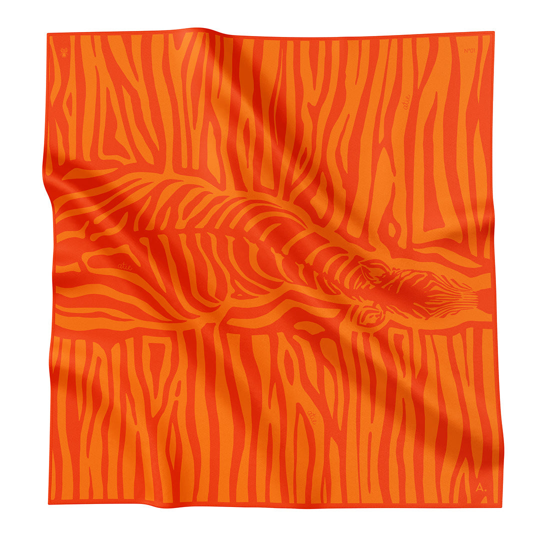 Seidentuch Zebra N°01 Midi Rot/Orange