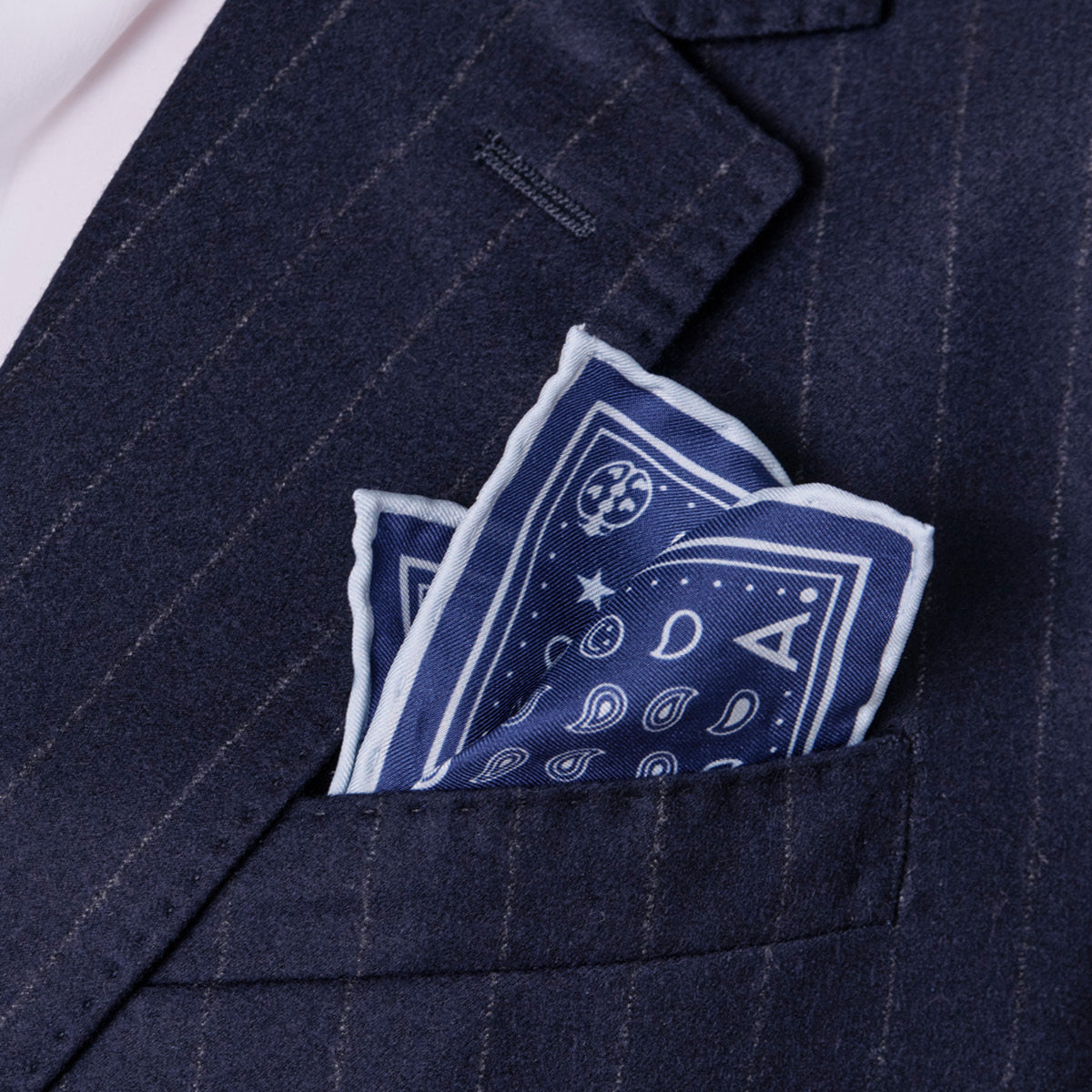Seidentuch Paisley N°05 Mini Navy/Hellblau