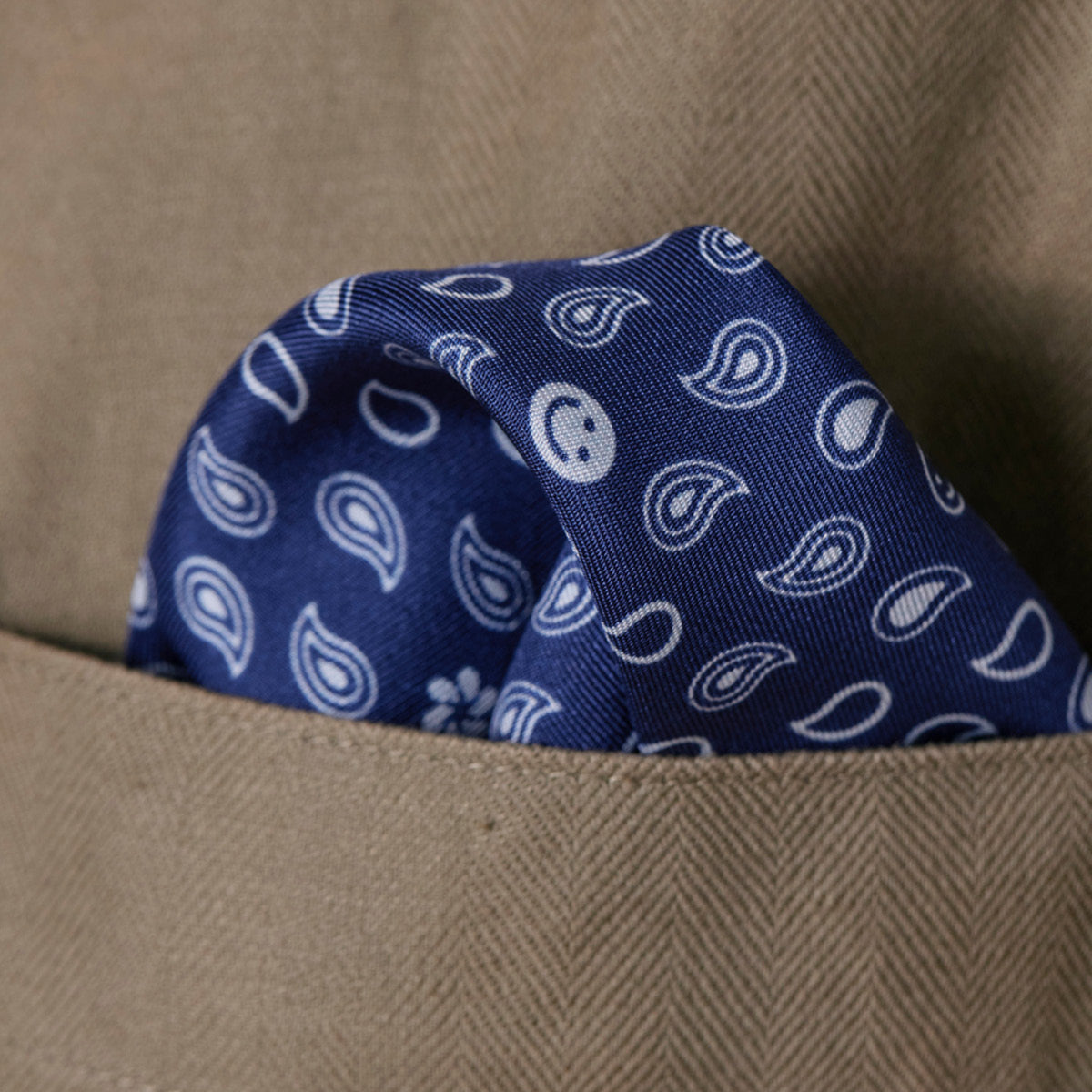 Seidentuch Paisley N°05 Mini Navy/Hellblau
