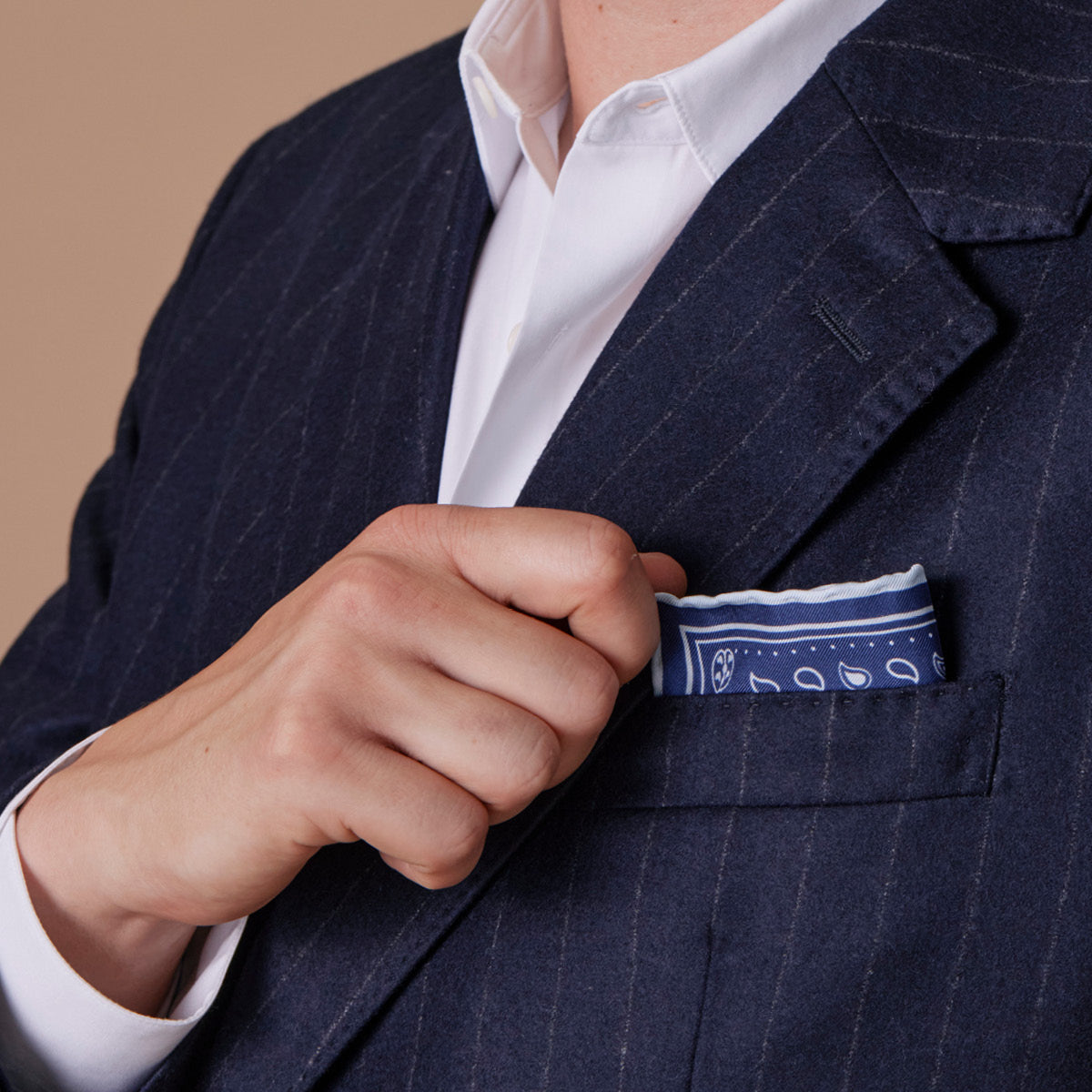 Seidentuch Paisley N°05 Mini Navy/Hellblau