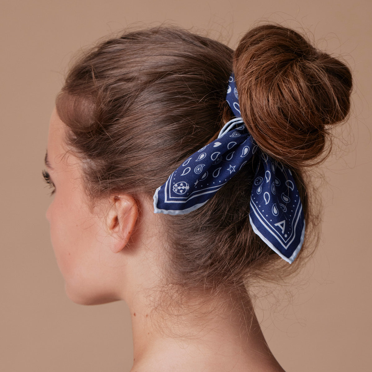Seidentuch Paisley N°05 Mini Navy/Hellblau