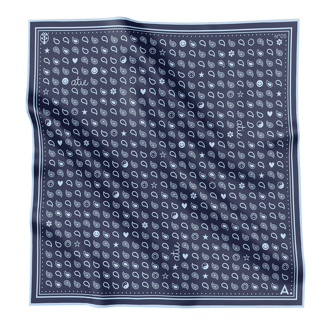 Seidentuch Paisley N°05 Mini Navy/Hellblau