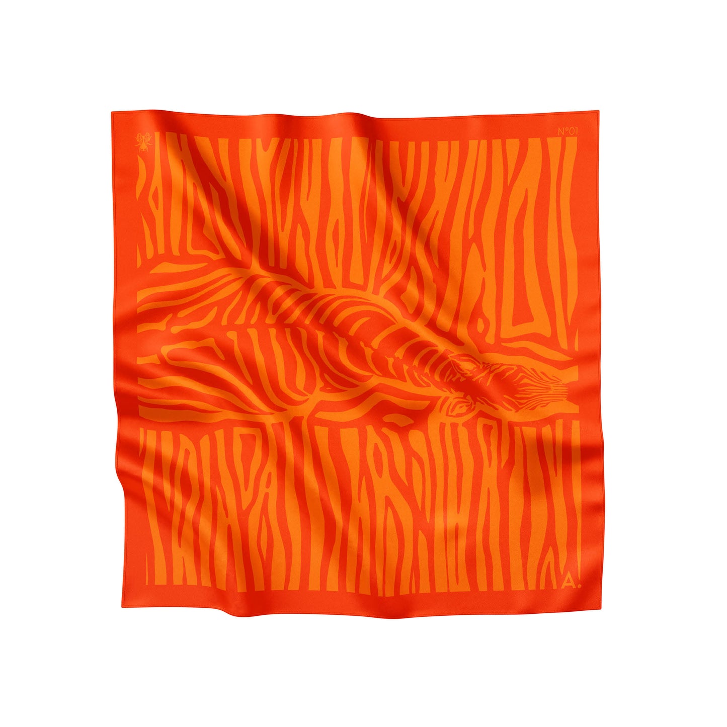 ATIE Stecktuch aus Seide mit Zebraprint in orange/rot.