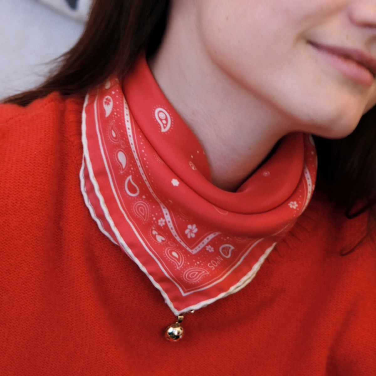 Seidentuch Paisley N°05 Little Rot / Beige