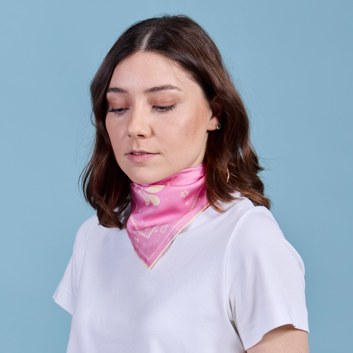 Seidentuch Paisley N°05 Little Pink & Gelb