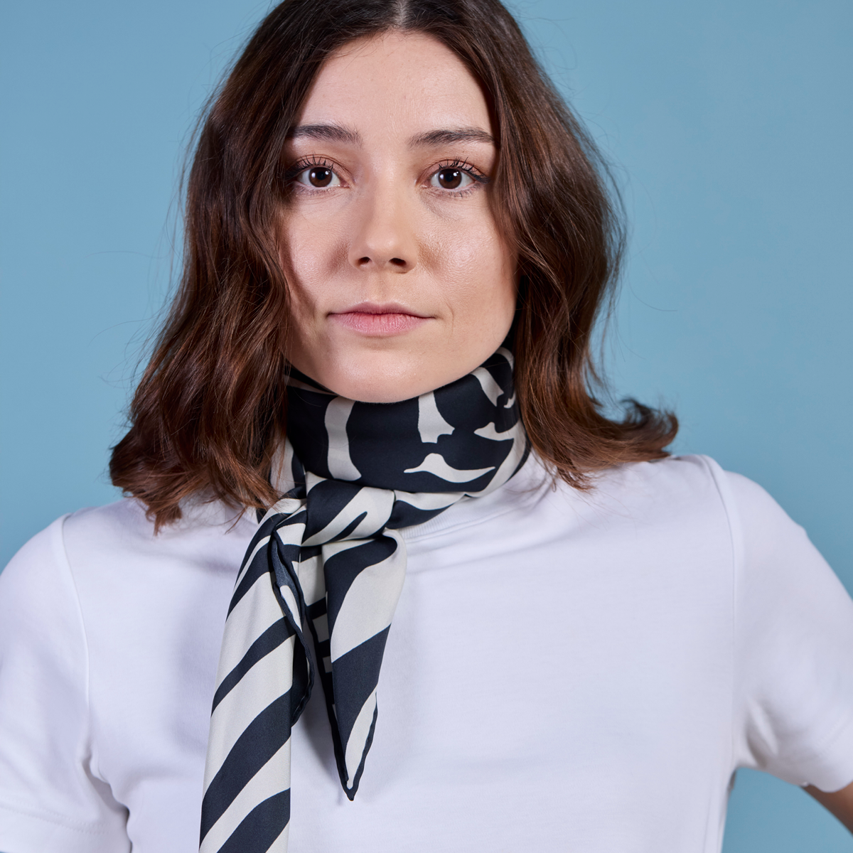 Silk Scarf Zebra N°01 Black