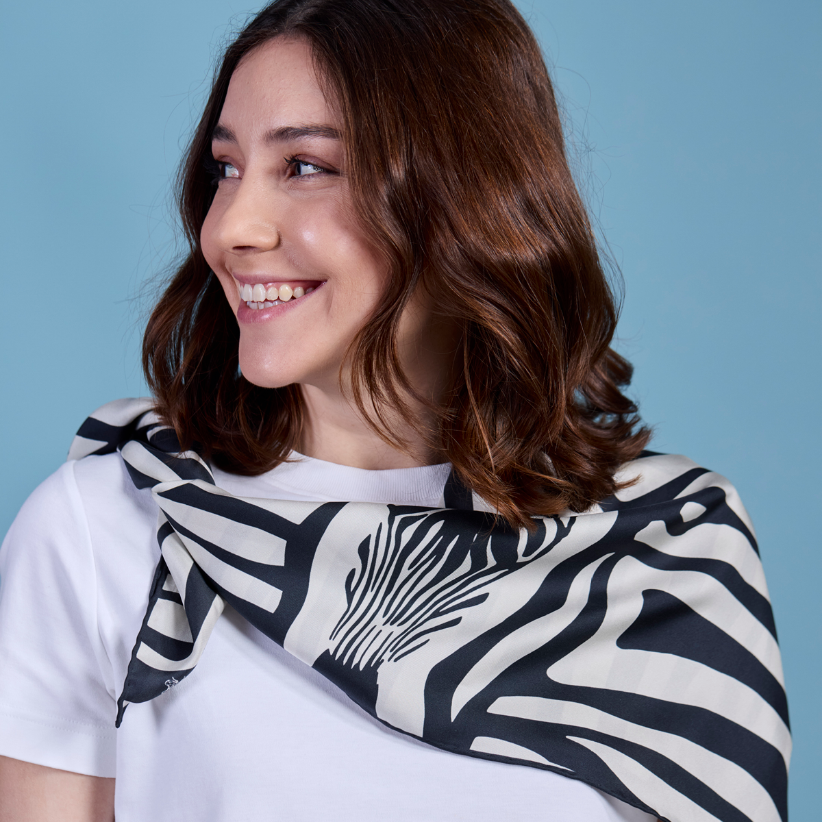 Silk Scarf Zebra N°01 Black
