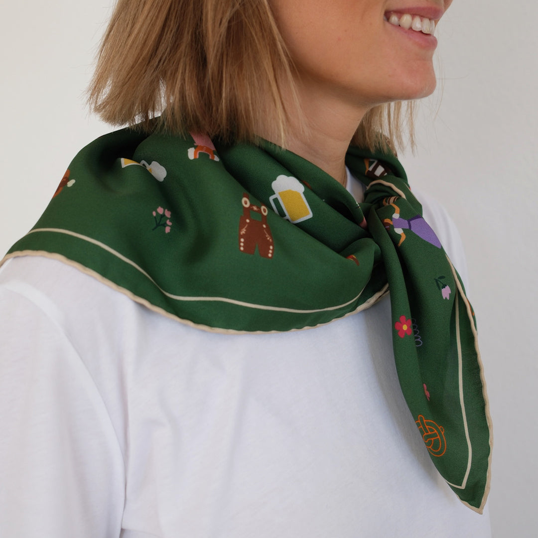 Seidentuch Tracht N°11 Grün/Beige