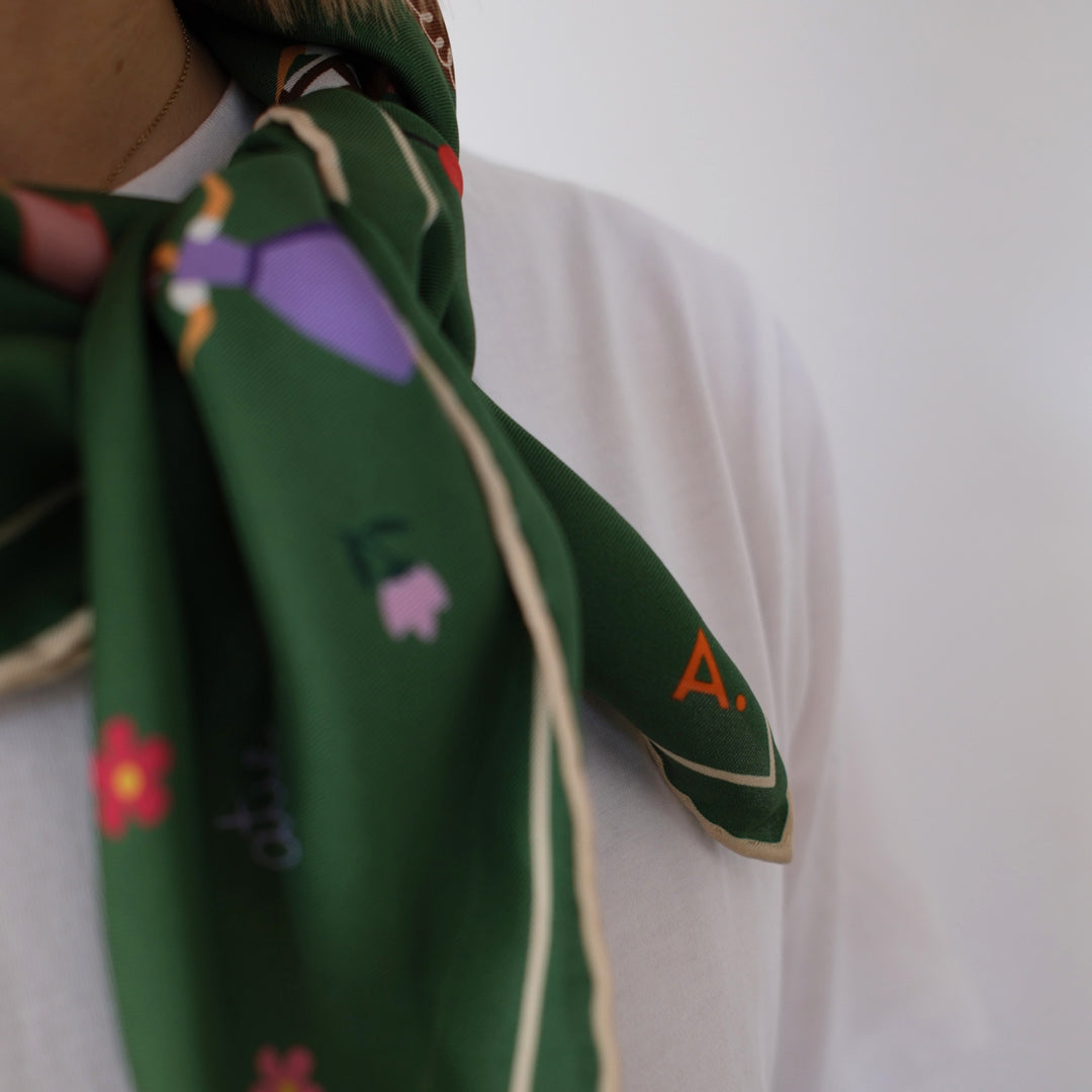 Silk scarf Tracht N°11 Green/Beige