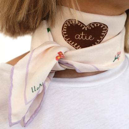 Silk scarf Tracht N°11 Off-White/Lilac