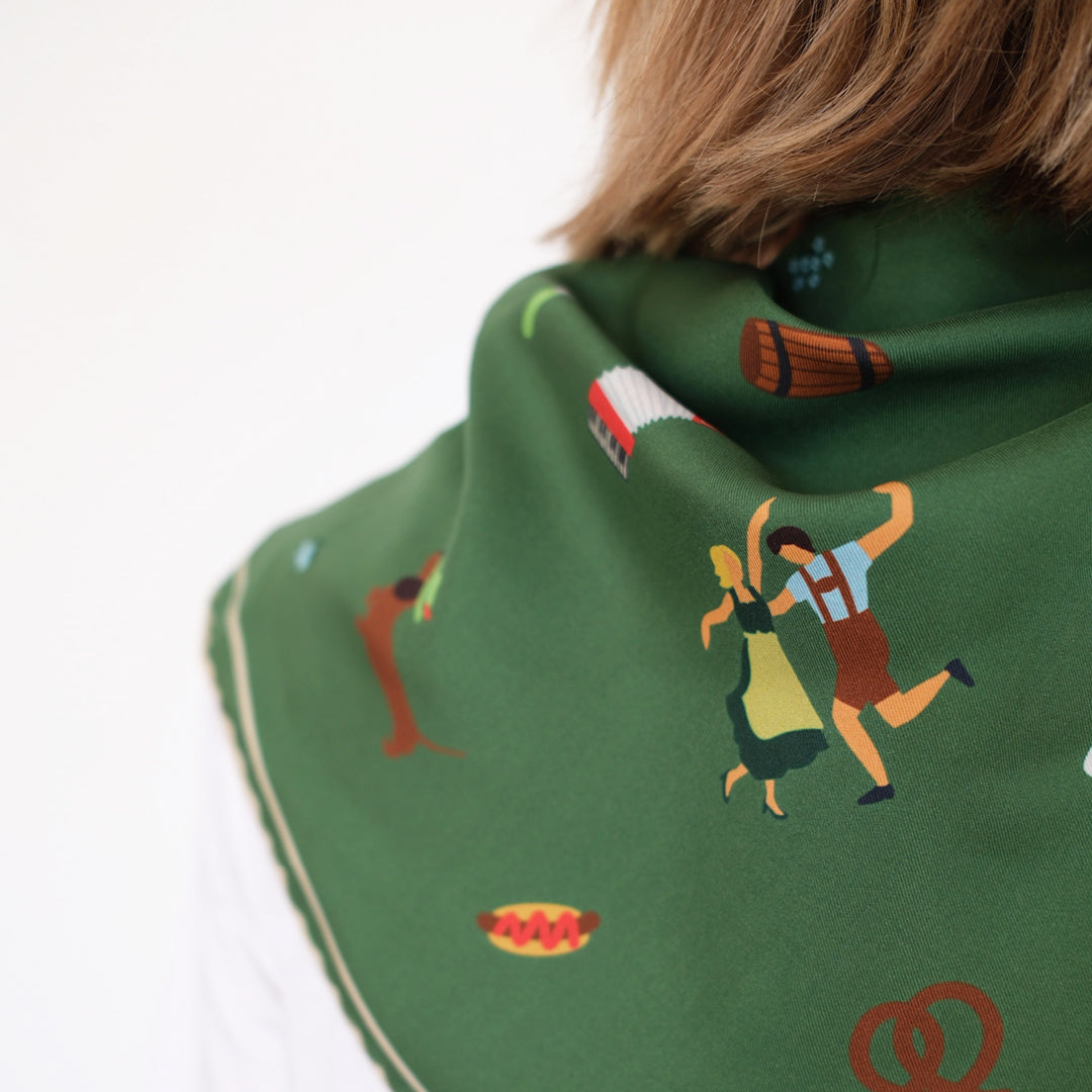 Silk scarf Tracht N°11 Green/Beige