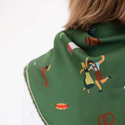 Silk scarf Tracht N°11 Green/Beige