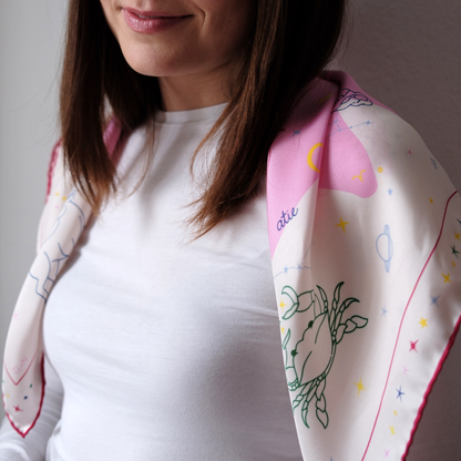 Seidentuch Astro N°12 Off-White/Rosa