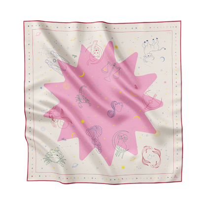 Seidentuch Astro N°12 Off-White/Rosa