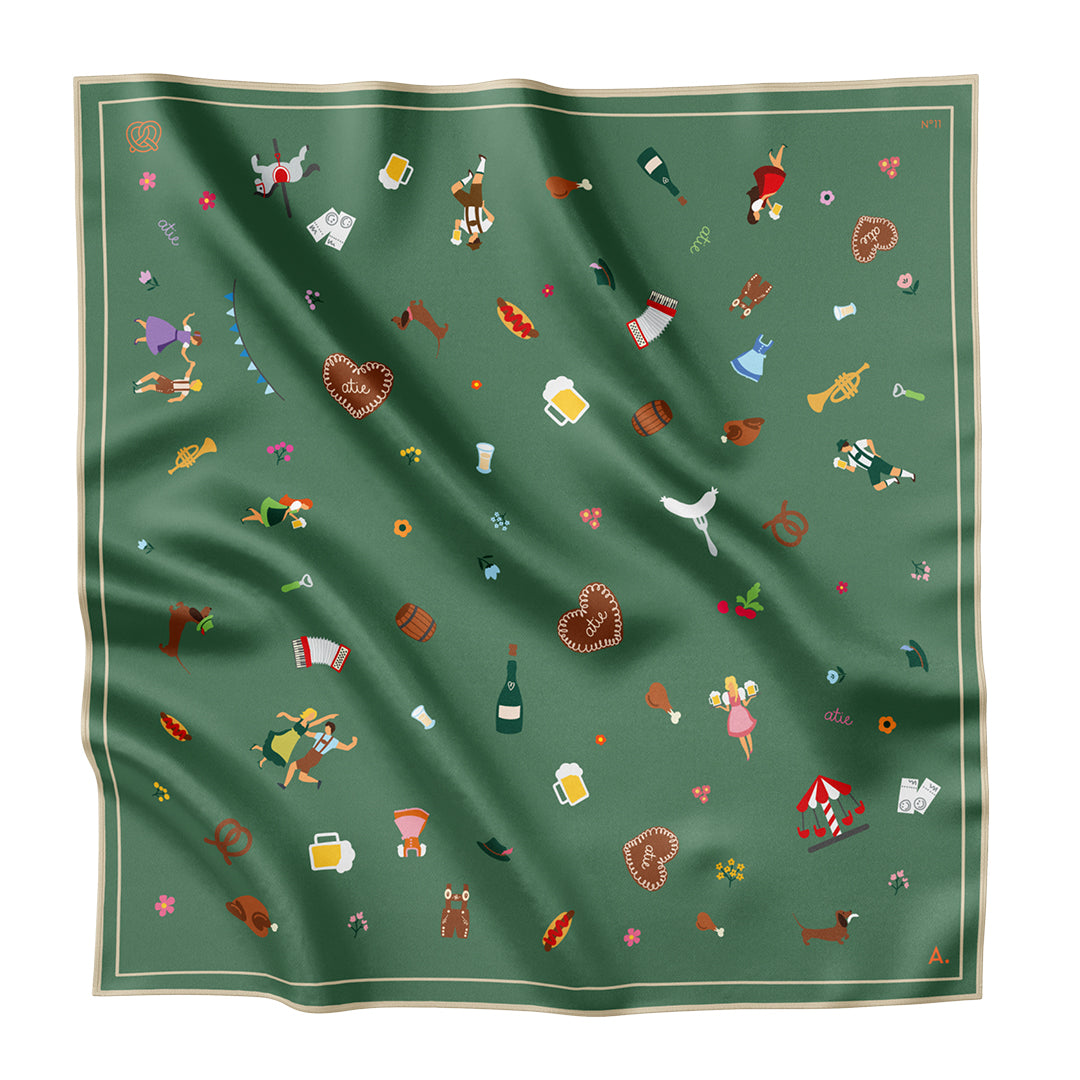 Silk scarf Tracht N°11 Green/Beige