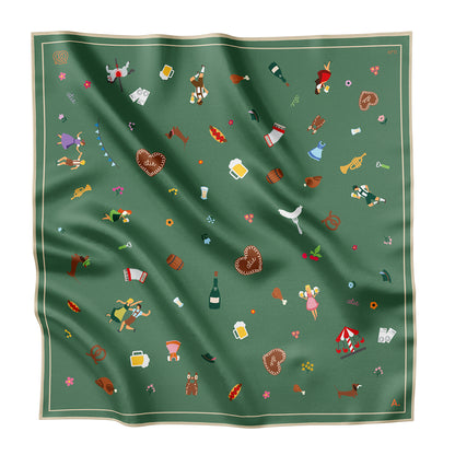 Silk scarf Tracht N°11 Green/Beige