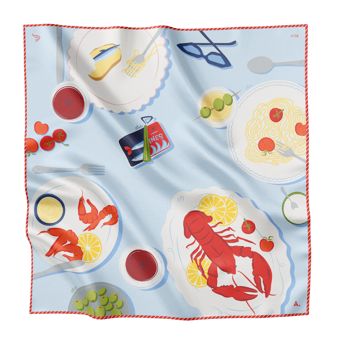 Silk scarf Summer Table N°08
