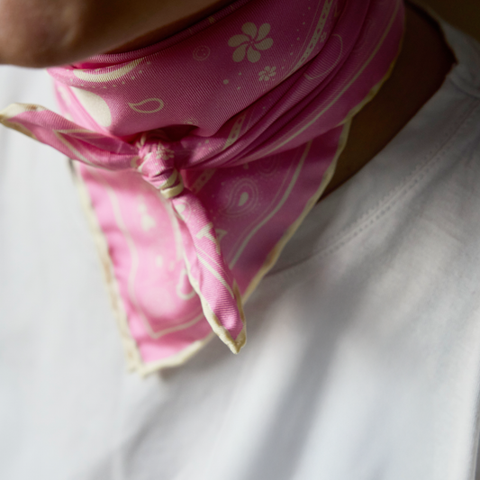 Seidentuch Paisley N°05 Little Pink & Gelb