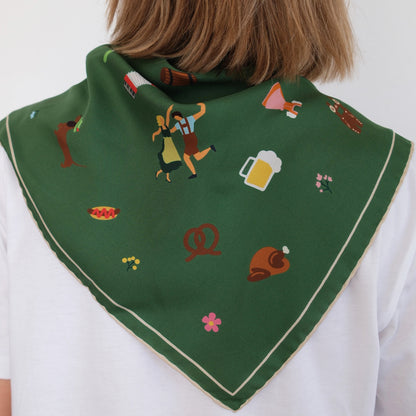 Silk scarf Tracht N°11 Green/Beige