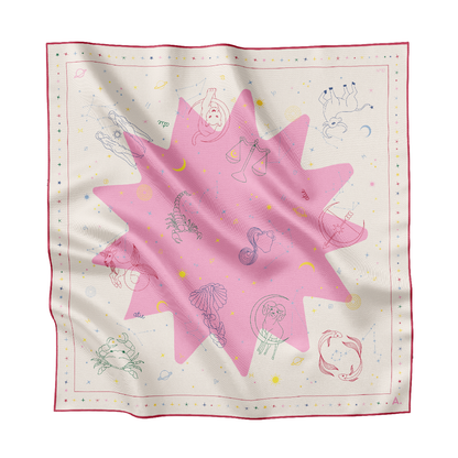 Seidentuch Astro N°12 Off-White/Rosa