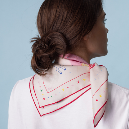 Seidentuch Astro N°12 Off-White/Rosa