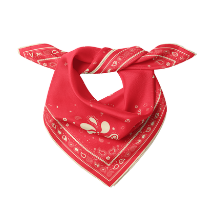 Silk scarf Paisley N°05 Little Red / Beige