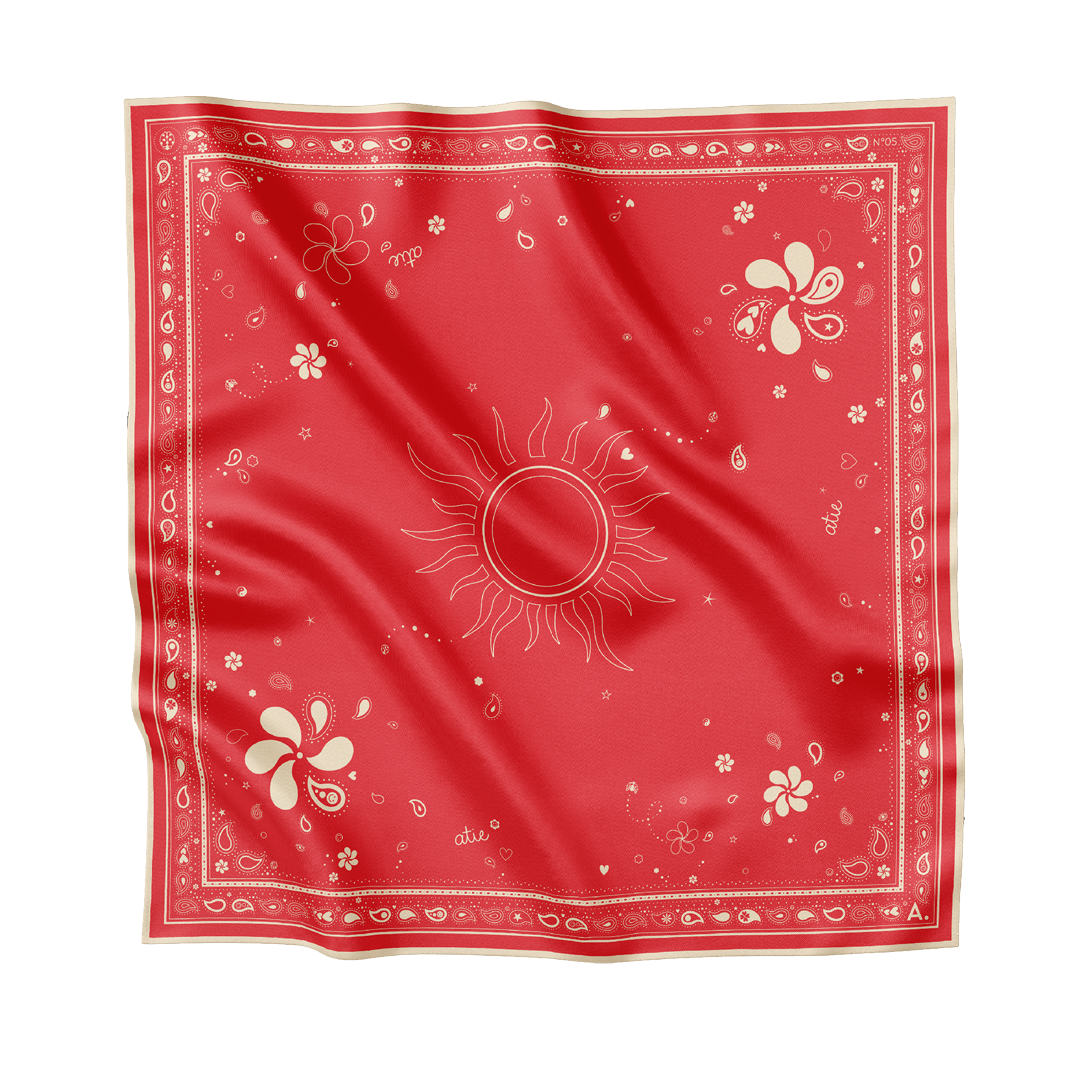 Silk scarf Paisley N°05 Little Red / Beige