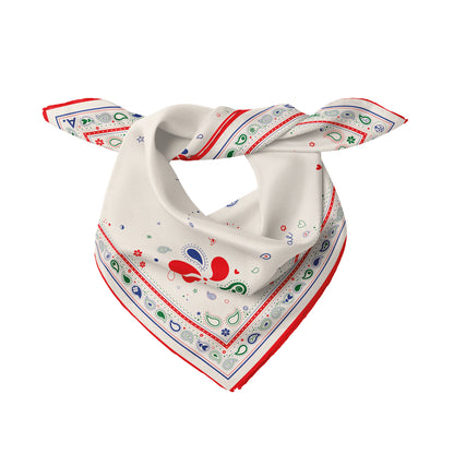 Seidentuch Paisley N°05 Little Off-White / Rot / Grün / Blau