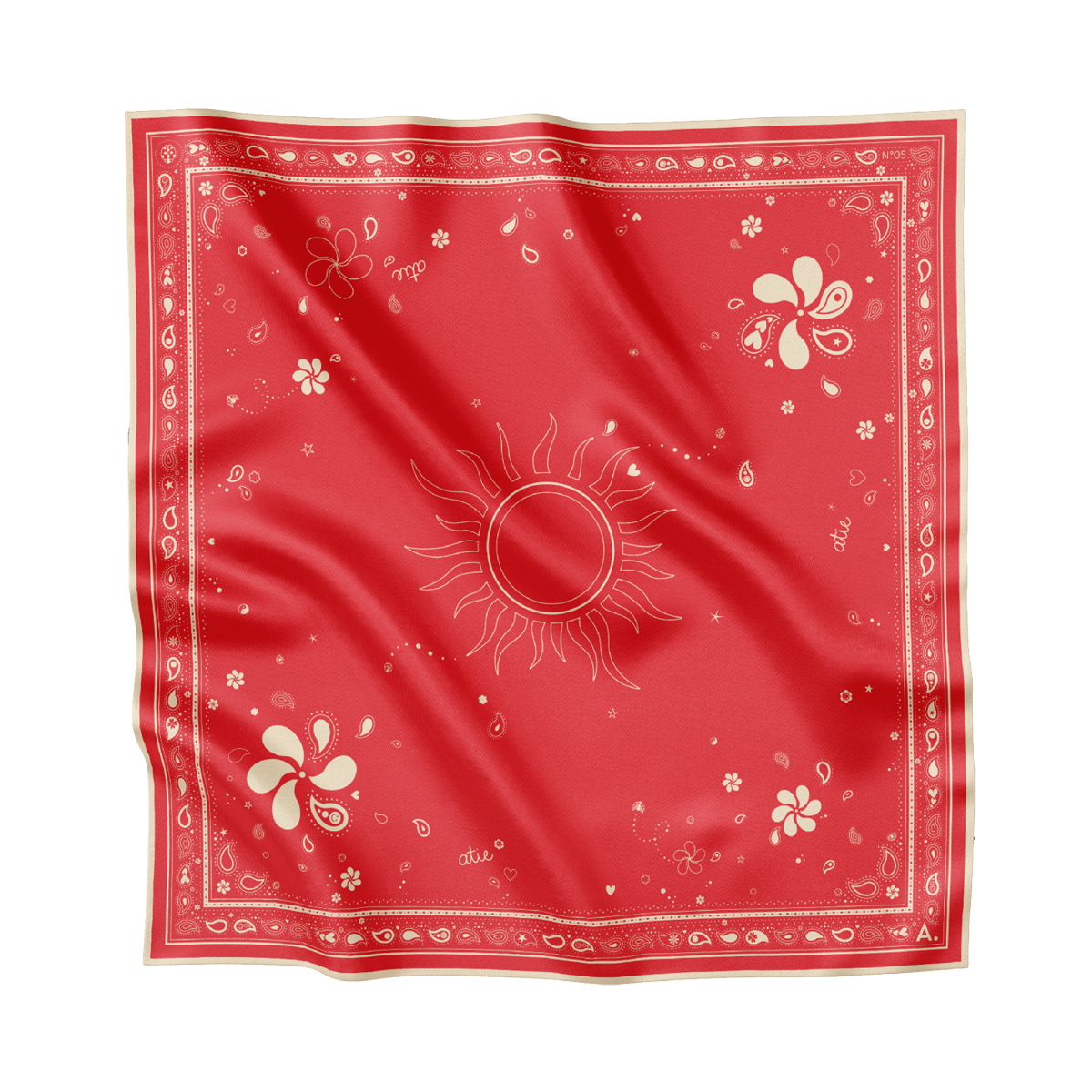 Seidentuch Paisley N°05 Little Rot / Beige