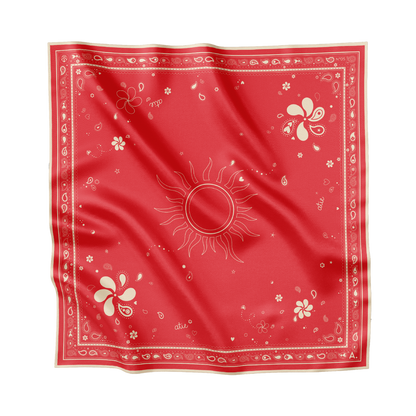 Seidentuch Paisley N°05 Little Rot / Beige