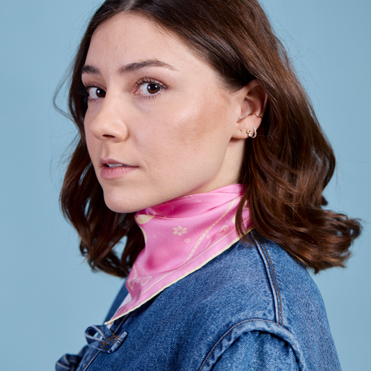 Seidentuch Paisley N°05 Little Pink & Gelb