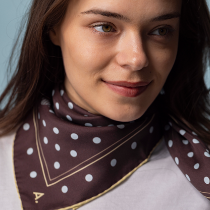 Seidentuch Dots N°14 braun