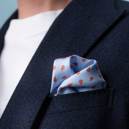 Seidentuch Shrimp N°08 Mini Hellblau / Orange