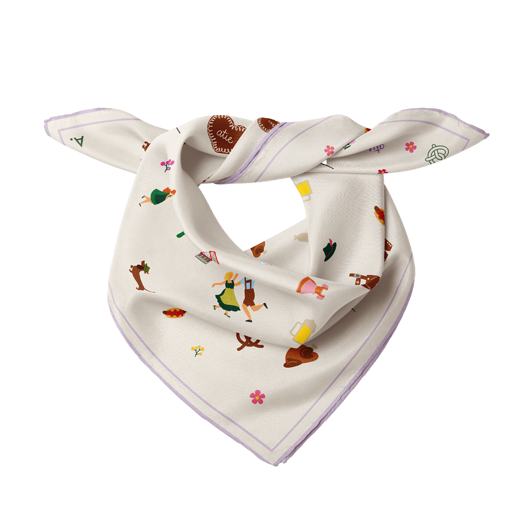 Seidentuch Tracht N°11 Off-White/Flieder