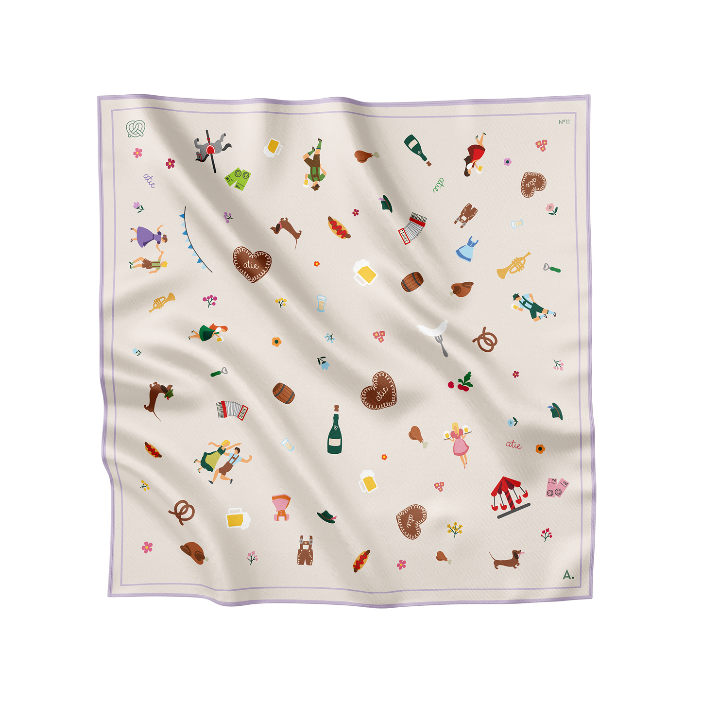 Silk scarf Tracht N°11 Off-White/Lilac