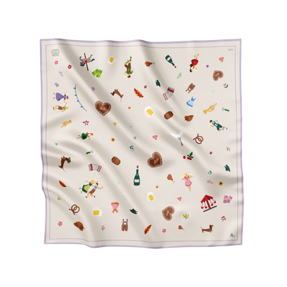 Silk scarf Tracht N°11 Off-White/Lilac