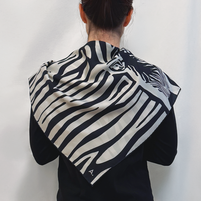 Silk Scarf Zebra N°01 Black