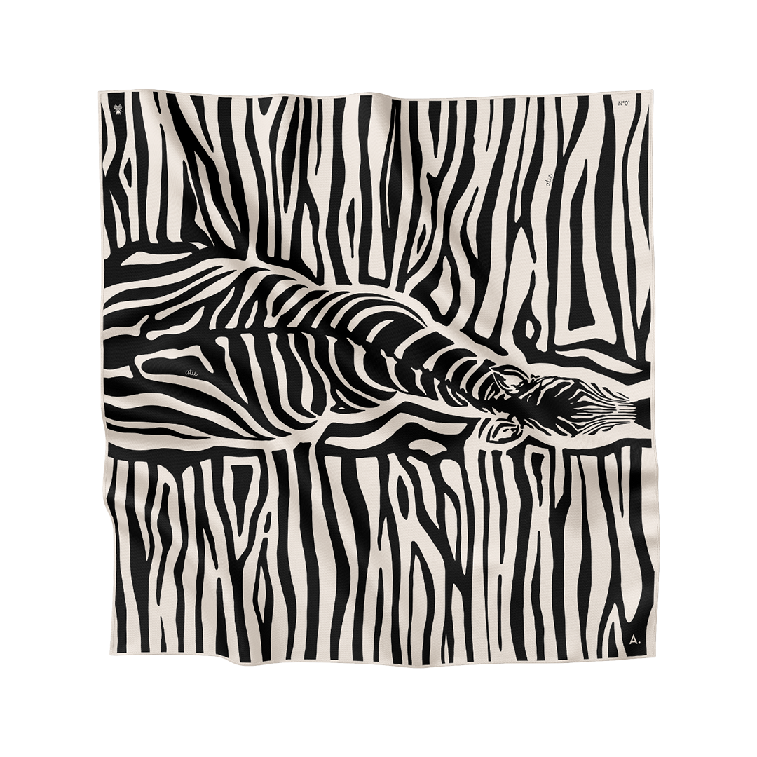 Seidentuch Zebra N°01 Schwarz