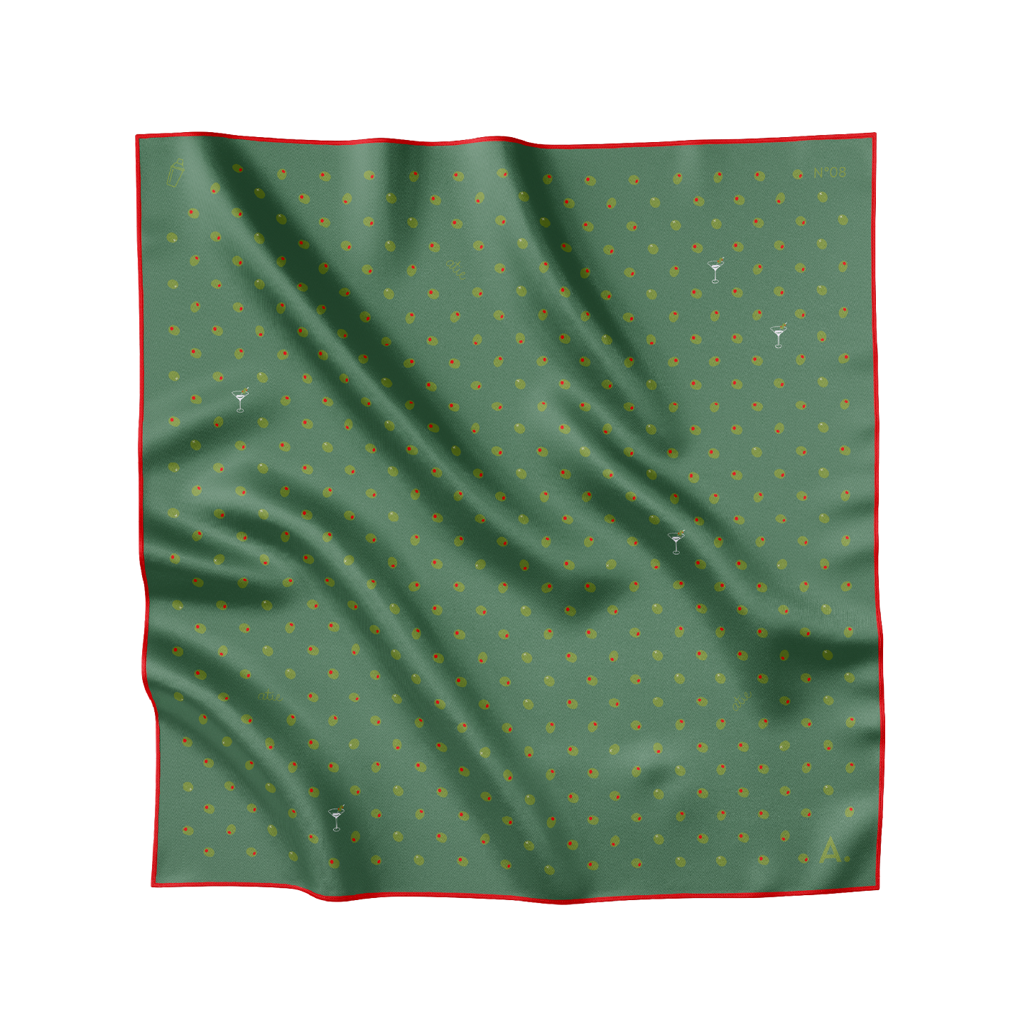 Seidentuch Olive N°08 Mini Grün / Rot