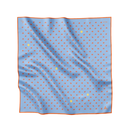 Seidentuch Shrimp N°08 Mini Hellblau / Orange